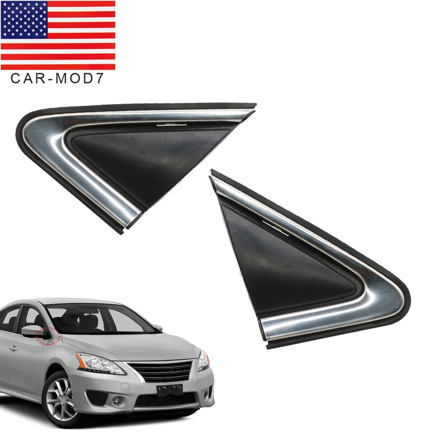 Nissan Sentra 2013-2019 Front Left & Right Fender Trim Mirror Finisher Set