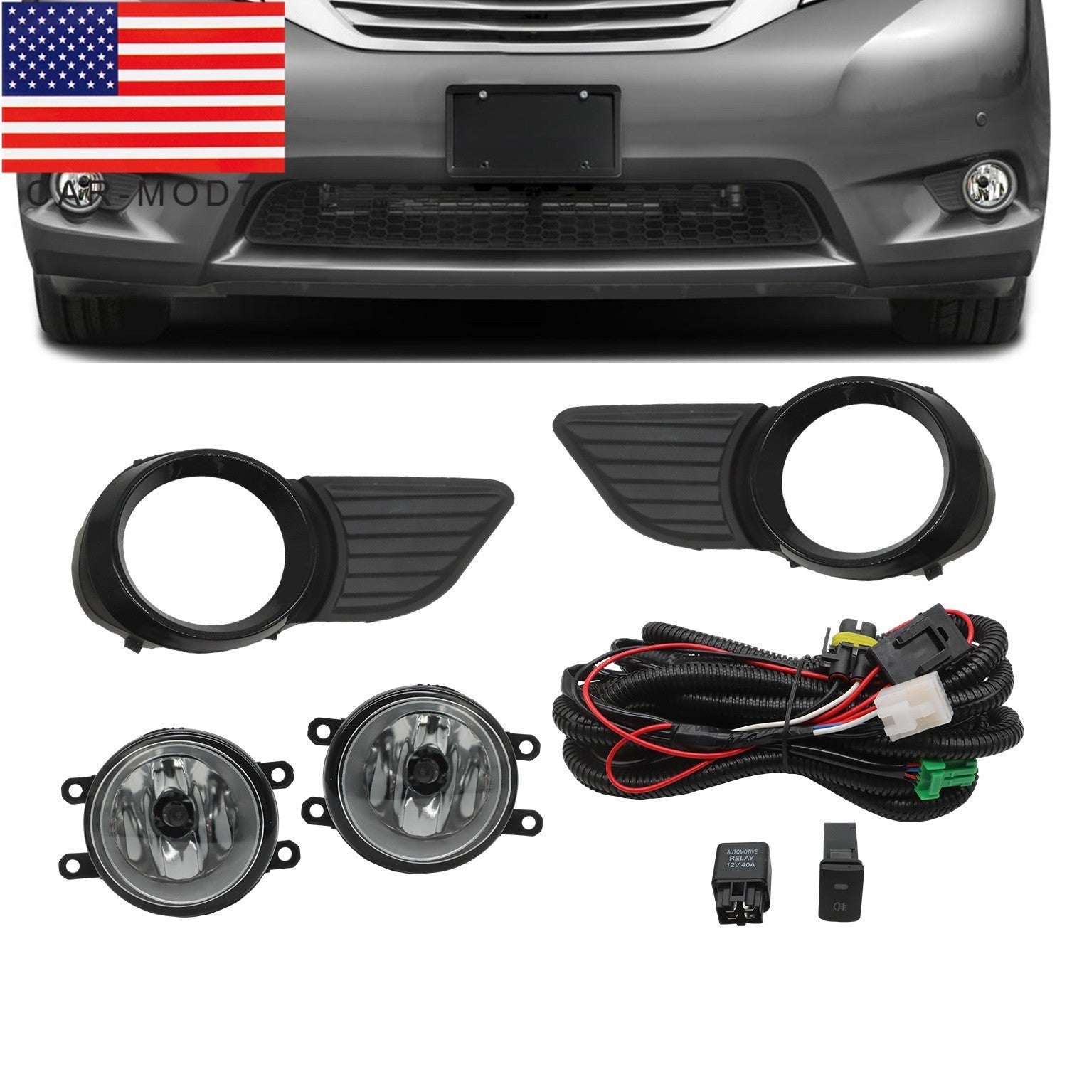 Toyota Sienna Fog Lights Assembly 2011-2017 with Lamps & Switch