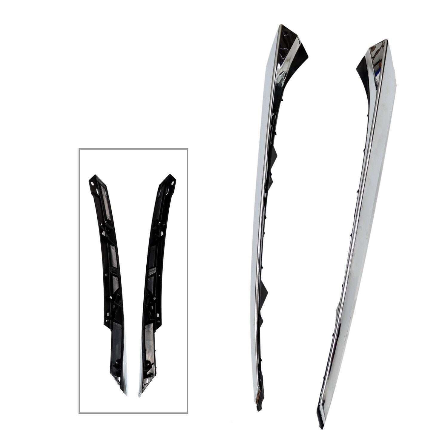 2016-2018 Honda Civic Chrome Headlight Eyelid Grille Molding Trim LH+RH