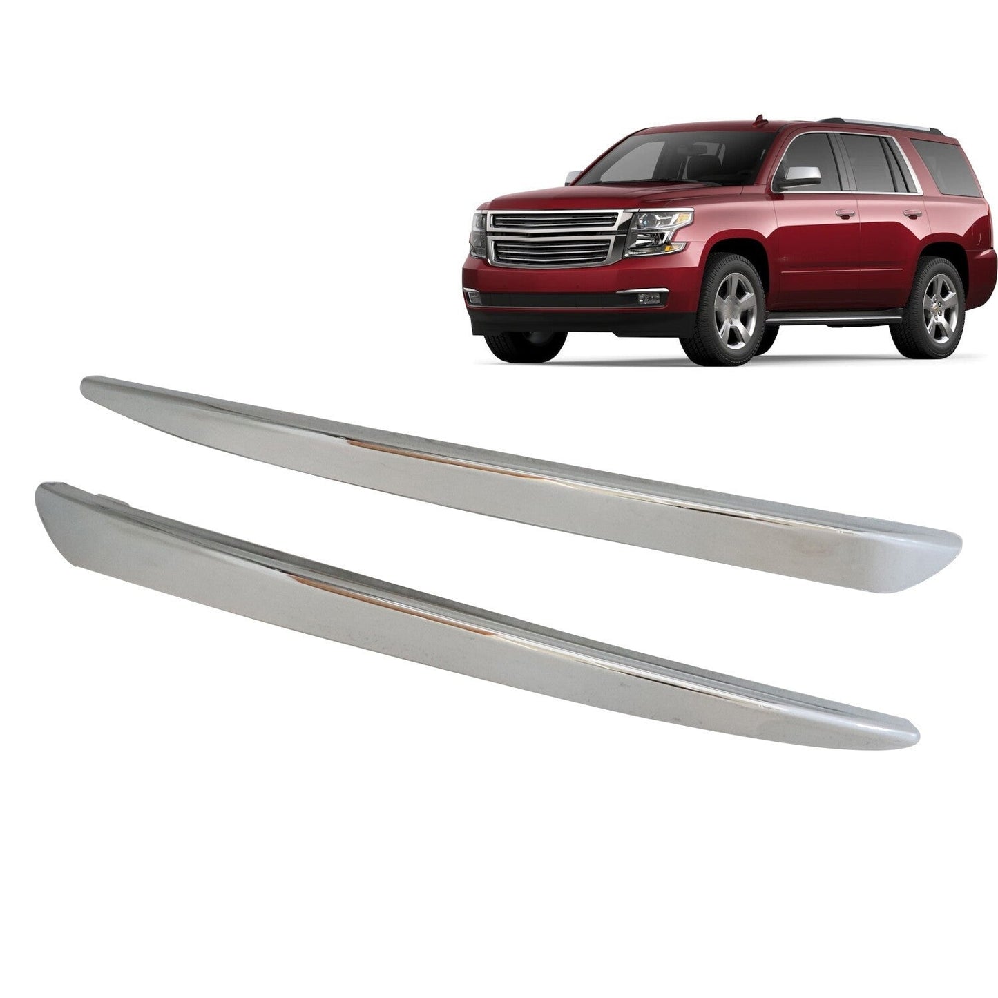 2015-20 Chevy Tahoe Suburban Front Left Right Chrome Bumper Trim Molding