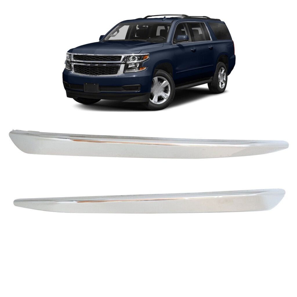 2015-20 Chevy Tahoe Suburban Front Left Right Chrome Bumper Trim Molding