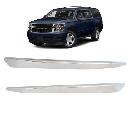 2015-20 Chevy Tahoe Suburban Front Left Right Chrome Bumper Trim Molding