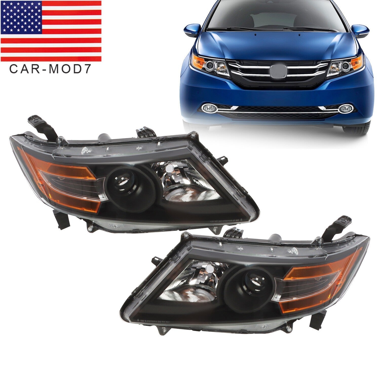 2011-2017 Honda Odyssey Headlights Pair Left & Right Side Replacement