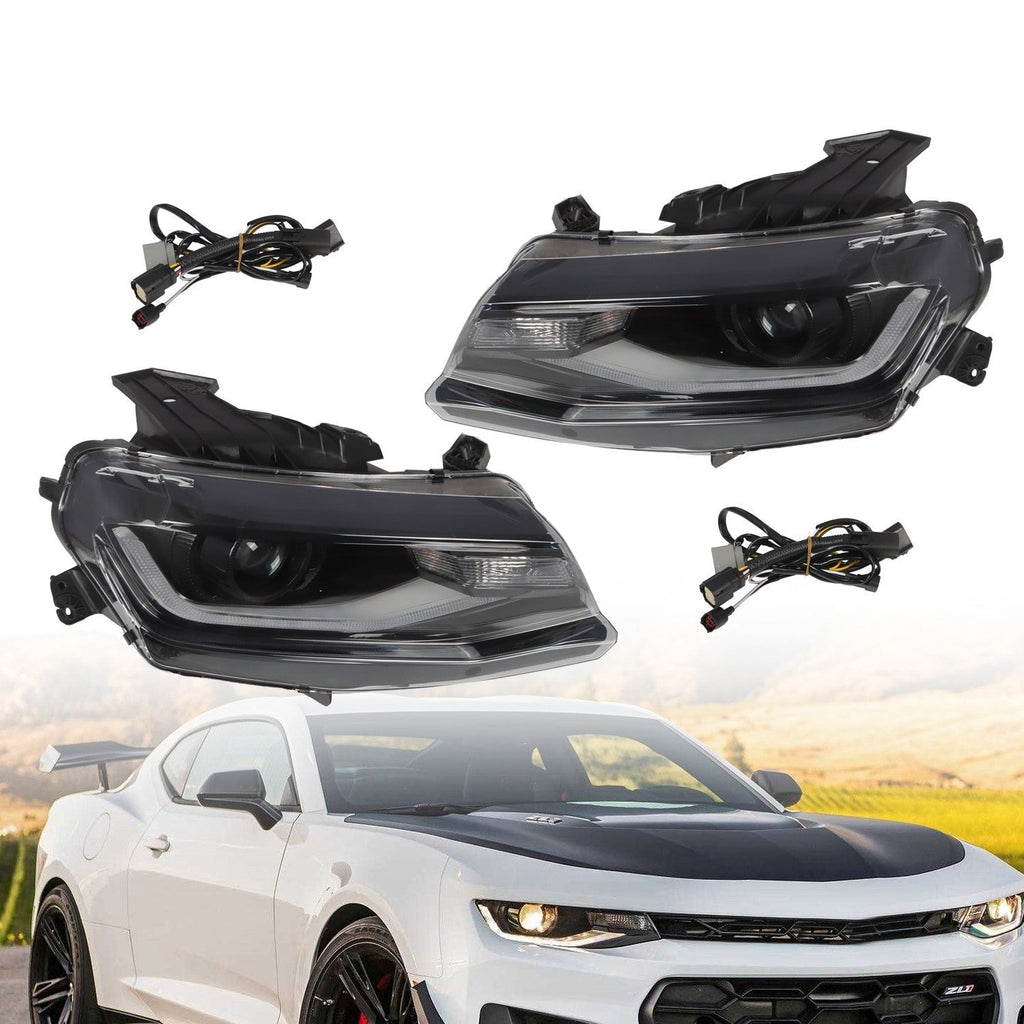 2016-2018 Chevy Camaro Halogen Projector Headlights w/ LED DRL Switchback
