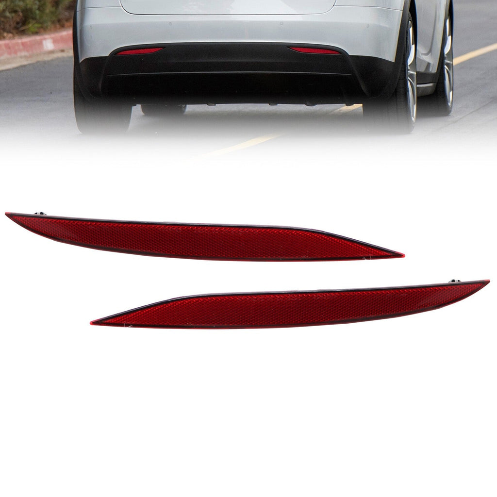 2016-2023 Tesla Model X Rear Bumper Reflector Light Cover Red Left & Right 2pcs