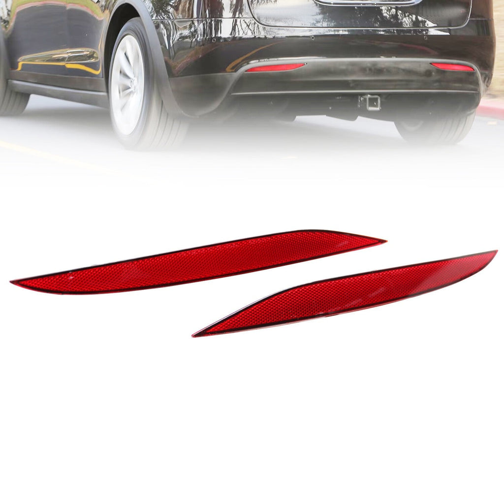 2016-2023 Tesla Model X Rear Bumper Reflector Light Cover Red Left & Right 2pcs