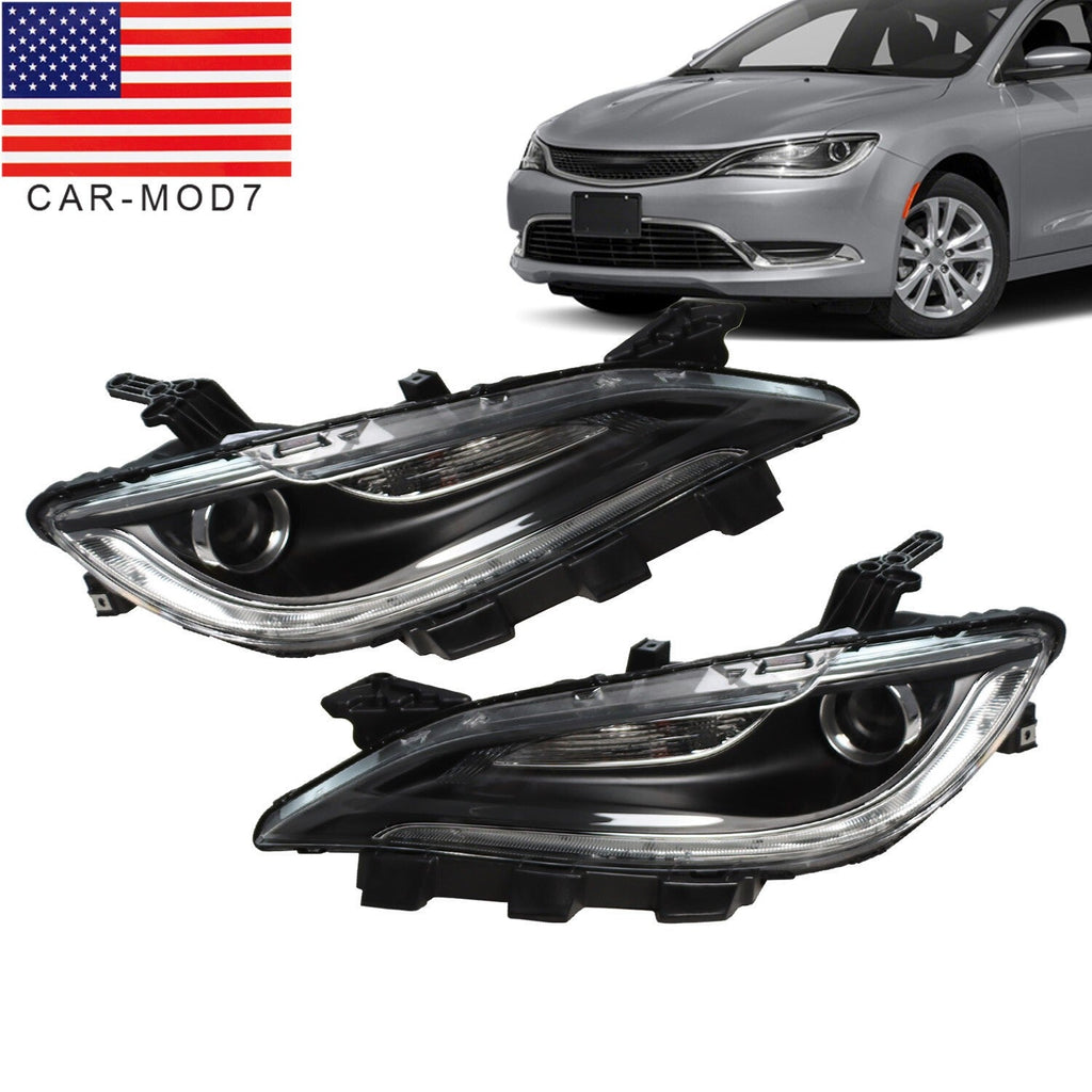 2015-2017 Chrysler 200 Halogen Projector Headlights Pair Without LED DRL