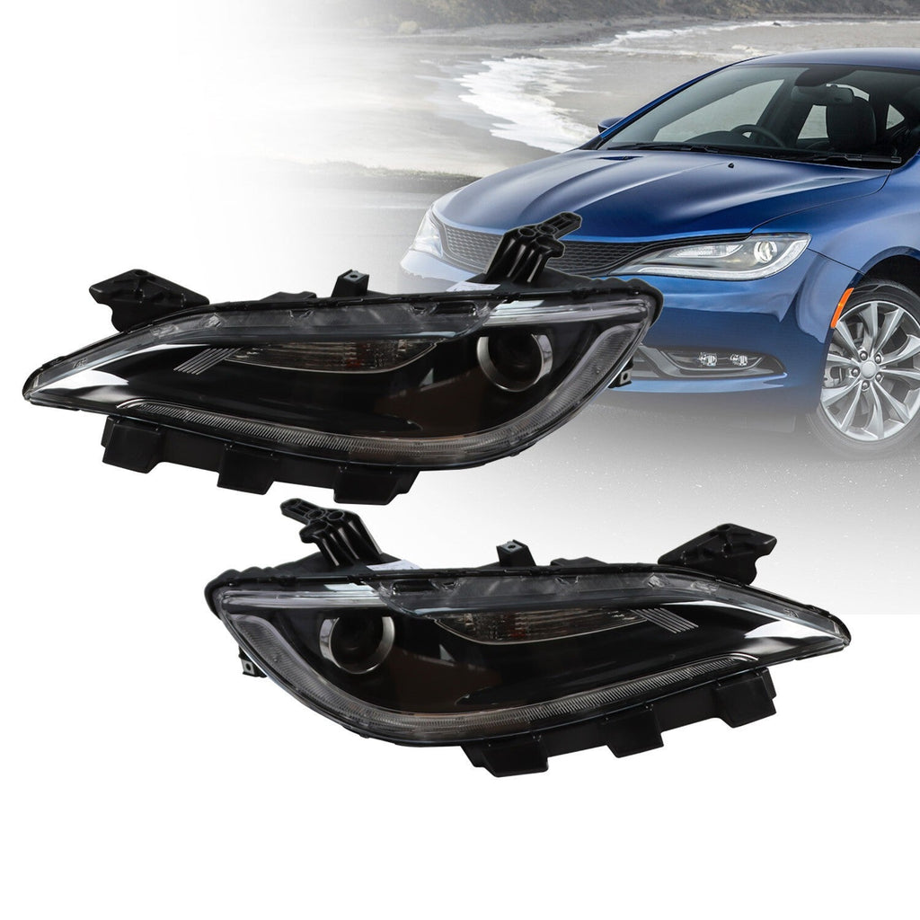 2015-2017 Chrysler 200 Halogen Projector Headlights Pair Without LED DRL