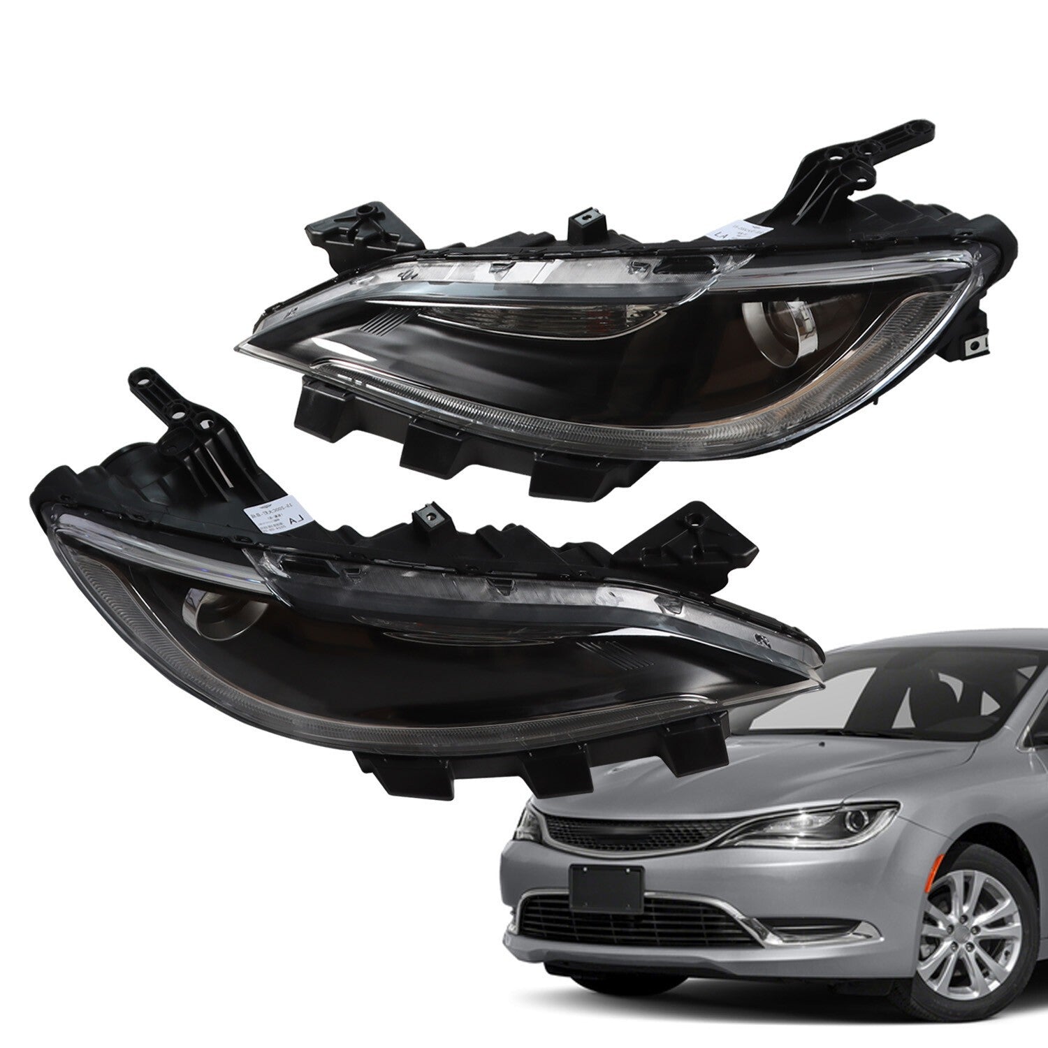 2015-2017 Chrysler 200 Halogen Projector Headlights Pair Without LED DRL