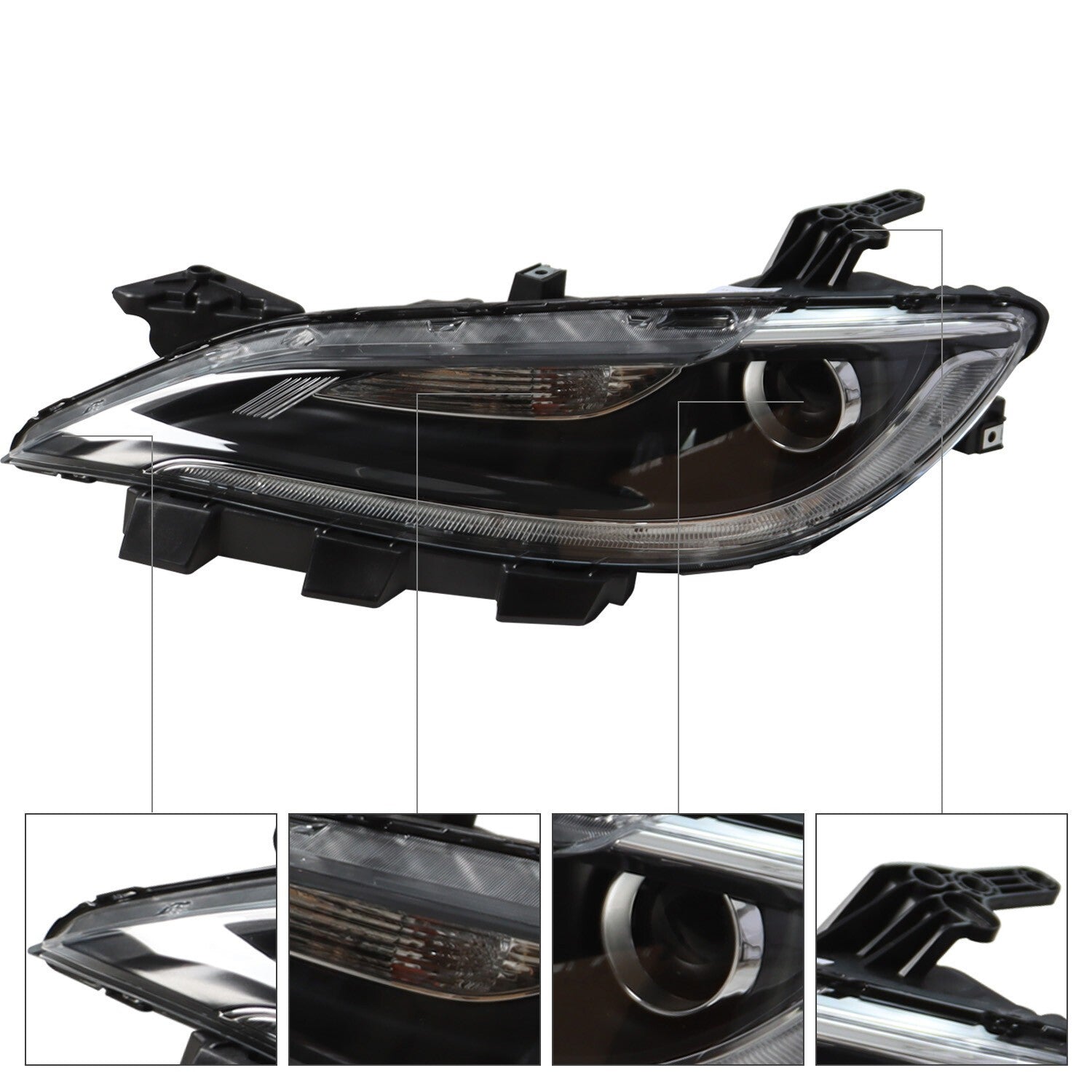 2015-2017 Chrysler 200 Halogen Projector Headlights Pair Without LED DRL