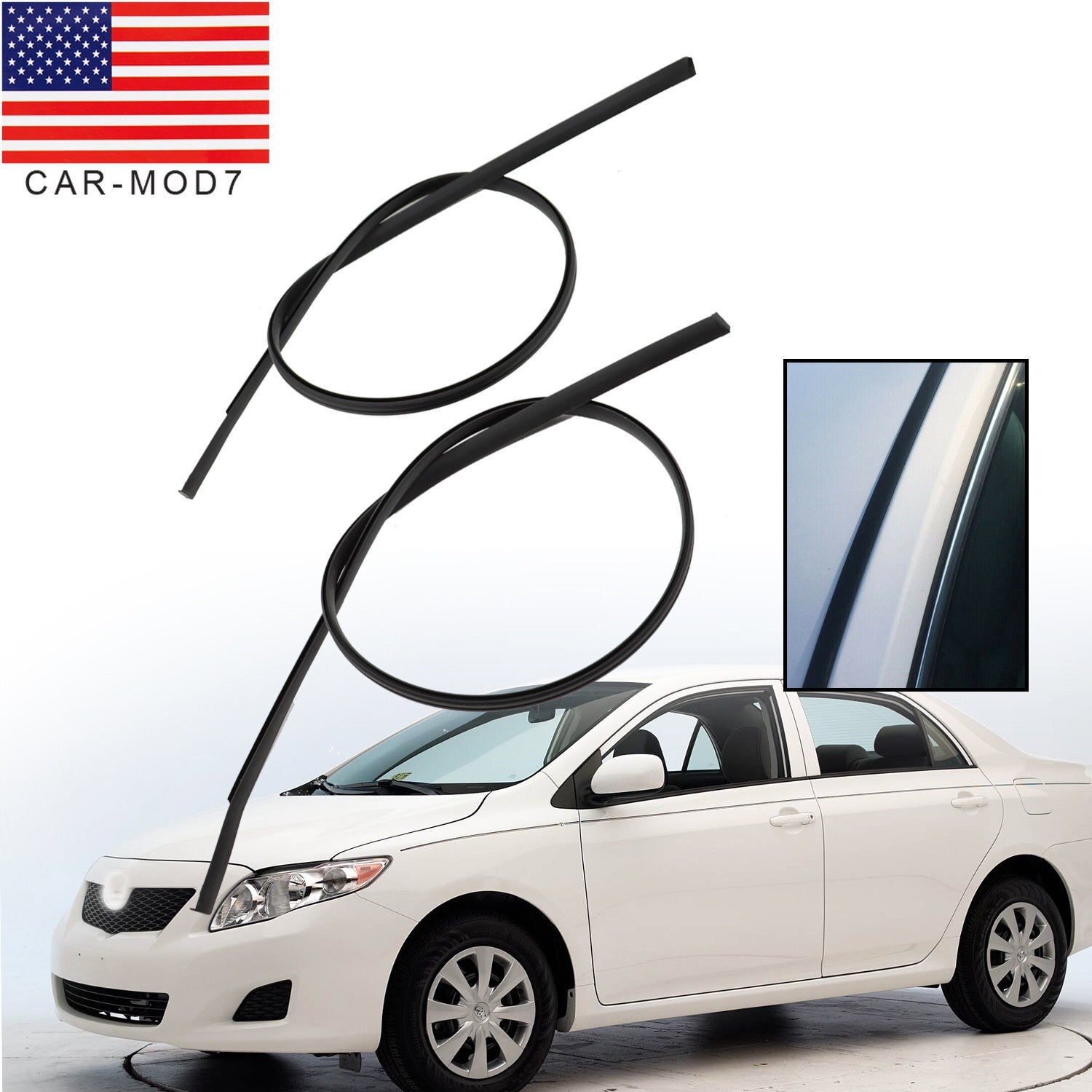 2009-2013 Toyota Corolla Roof Drip Molding Trim Left & Right Black 2PCS