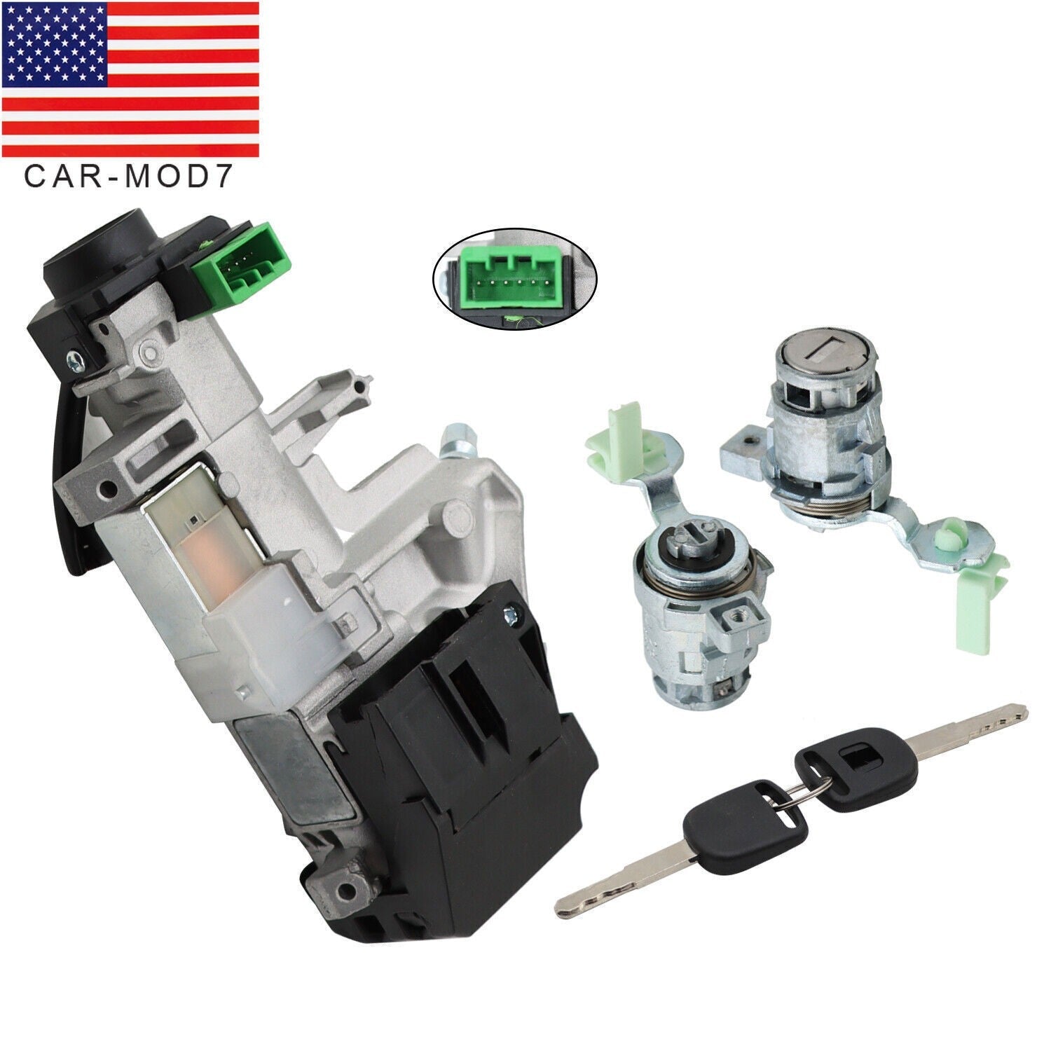2003-2005 Honda Civic Ignition Switch Door Lock Cylinder with Keys Complete Set