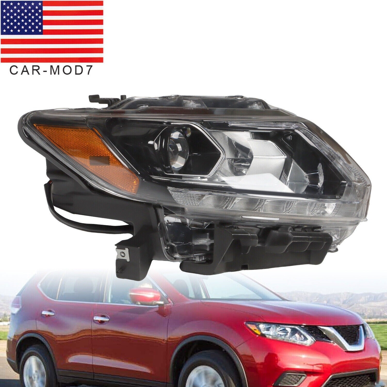 2014-2016 Nissan Rogue LED Headlight Chrome Passenger Right Side RH
