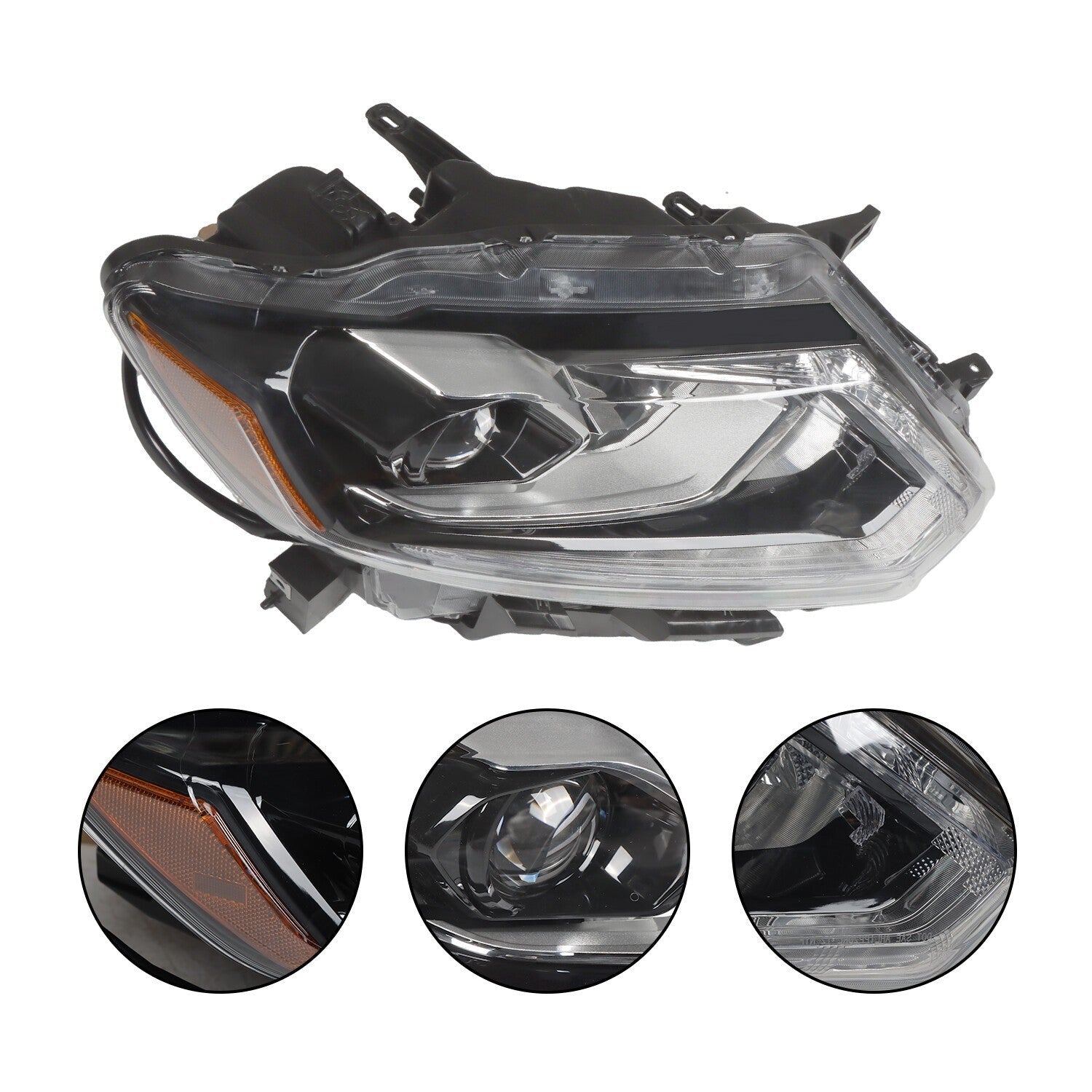 2014-2016 Nissan Rogue LED Headlight Chrome Passenger Right Side RH