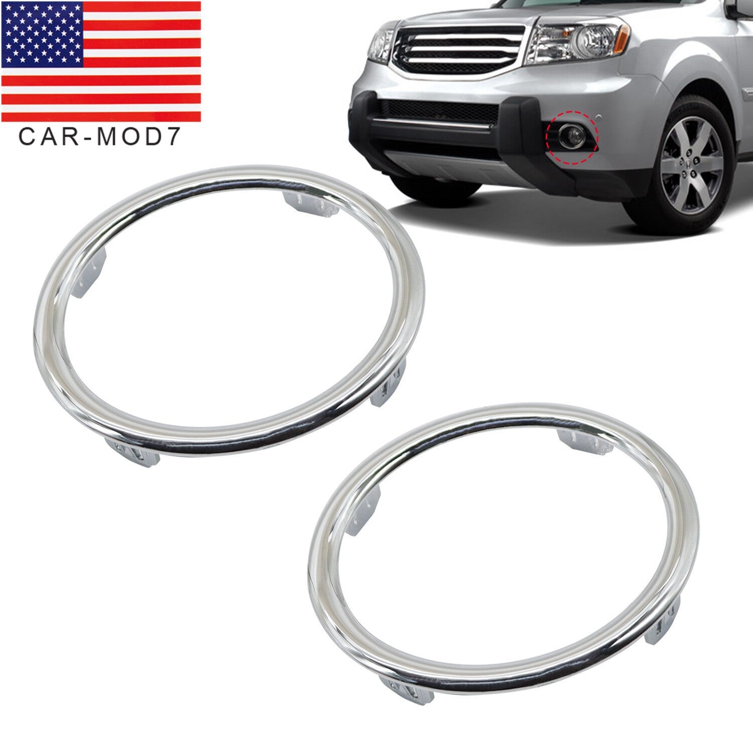 2012-2015 Honda Pilot Chrome Front Left & Right Fog Light Covers