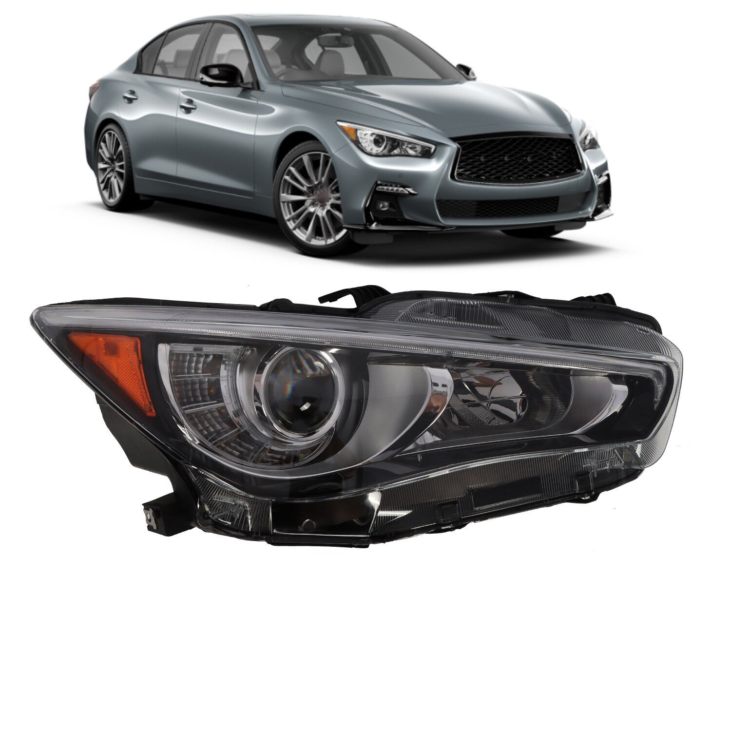 2014-2022 Infiniti Q50 Right LED Headlight Assembly Passenger Side W/O AFS
