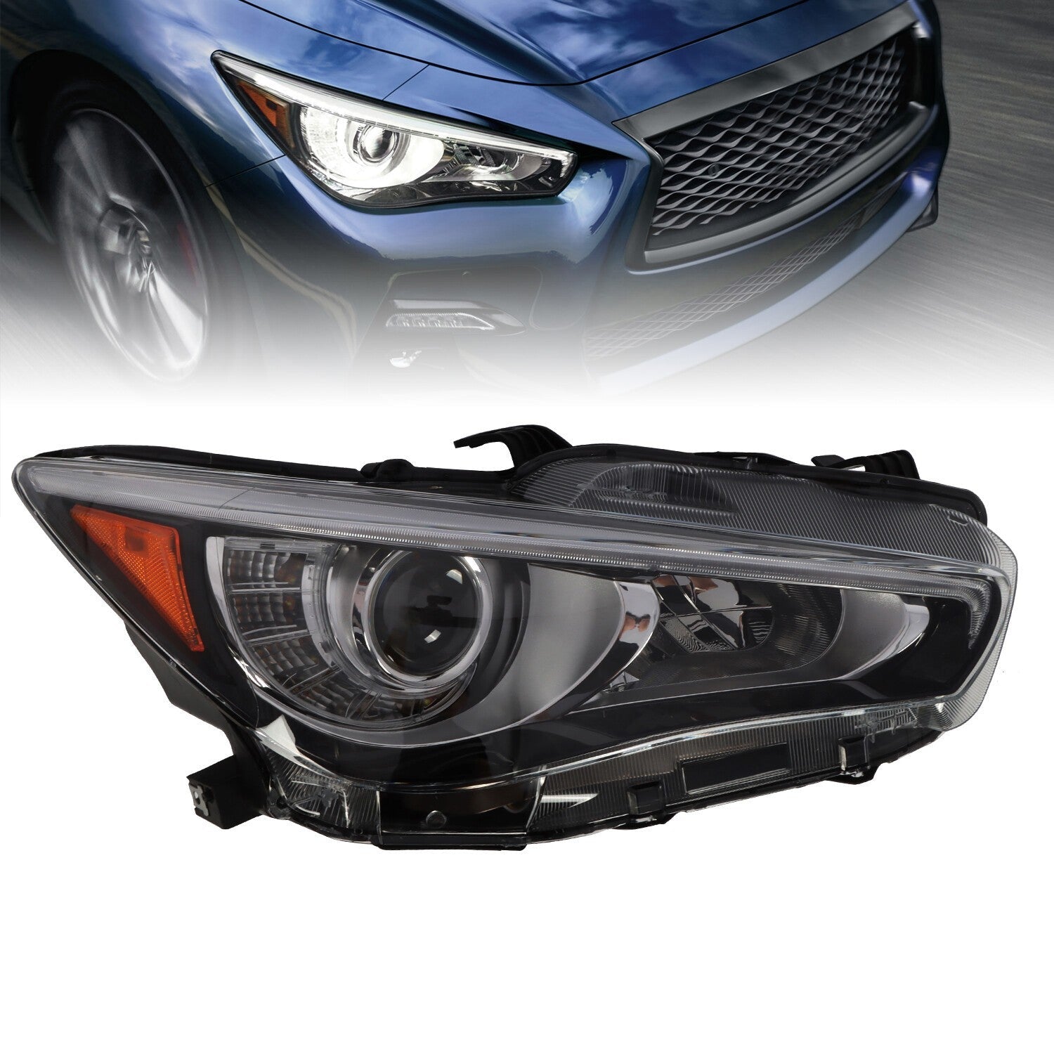 2014-2022 Infiniti Q50 Right LED Headlight Assembly Passenger Side W/O AFS
