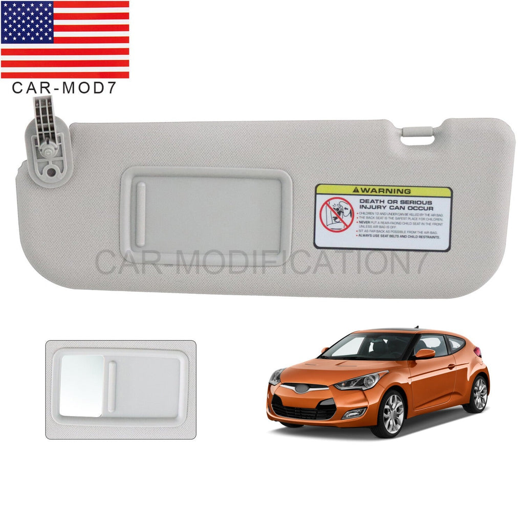 2012-2015 Hyundai Veloster Left Driver Side Gray Sun Visor with Mirror