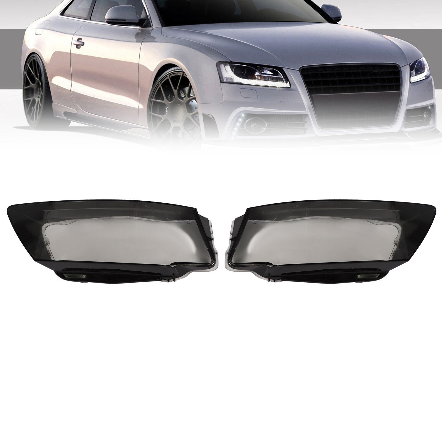 2008-2012 Audi A5 S5 RS5 Headlight Covers Lens Shell Left & Right Set