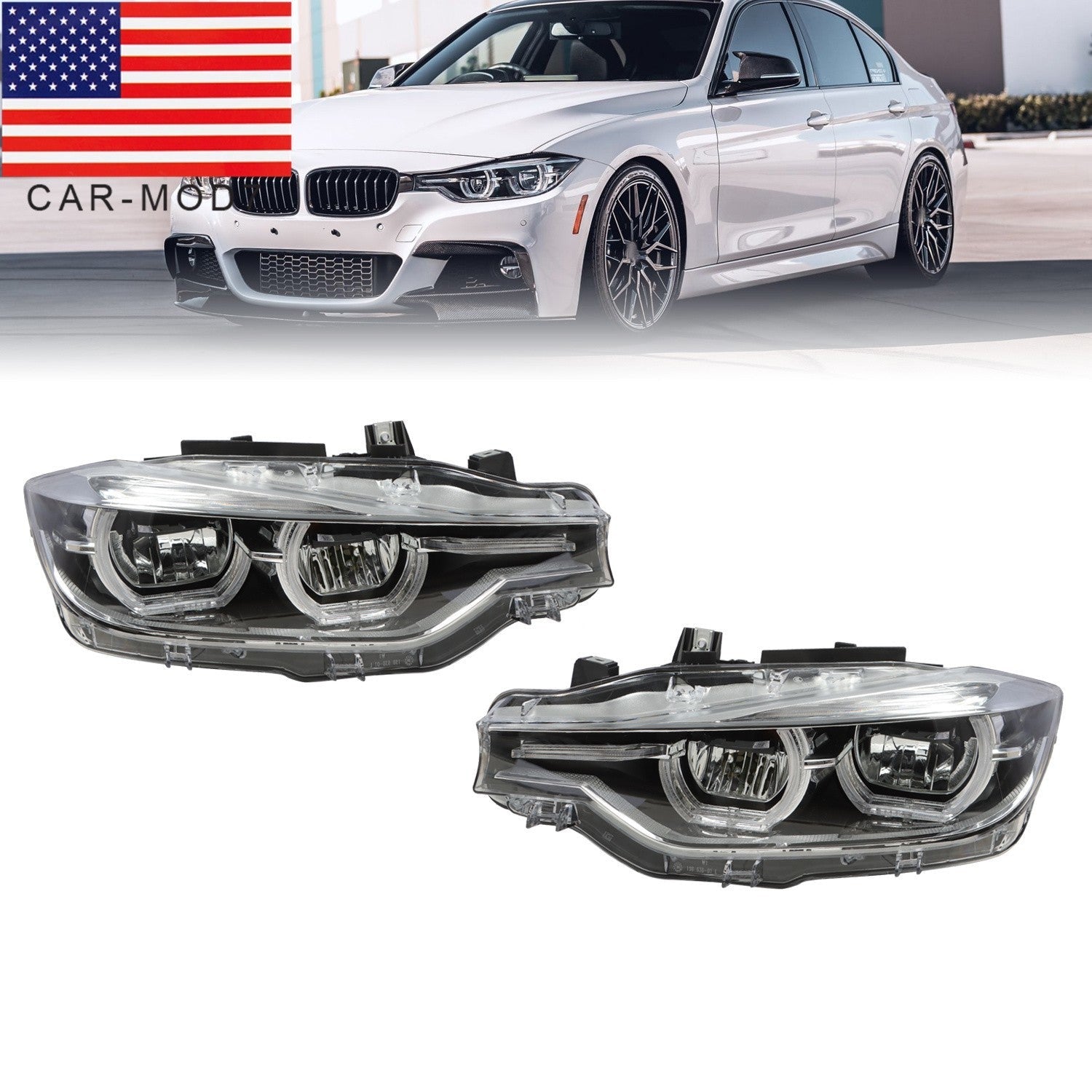 2016-2019 BMW 3 Series F30 F31 LED Headlights LH & RH Non-AFS Pair