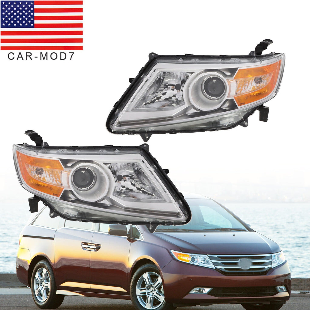 2011-2013 Honda Odyssey Halogen Chrome Amber Headlights Left & Right Side