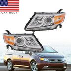 2011-2013 Honda Odyssey Halogen Chrome Amber Headlights Left & Right Side