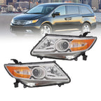 2011-2013 Honda Odyssey Halogen Chrome Amber Headlights Left & Right Side