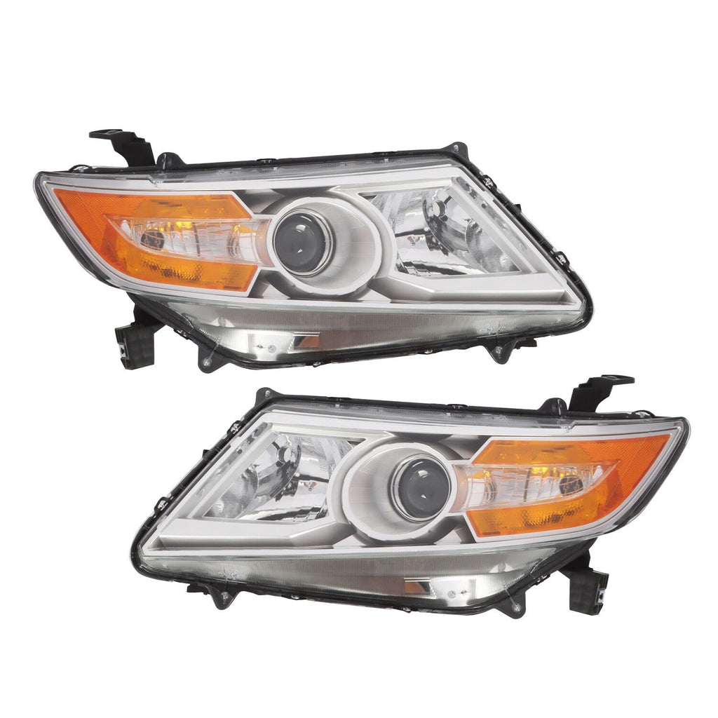 2011-2013 Honda Odyssey Halogen Chrome Amber Headlights Left & Right Side