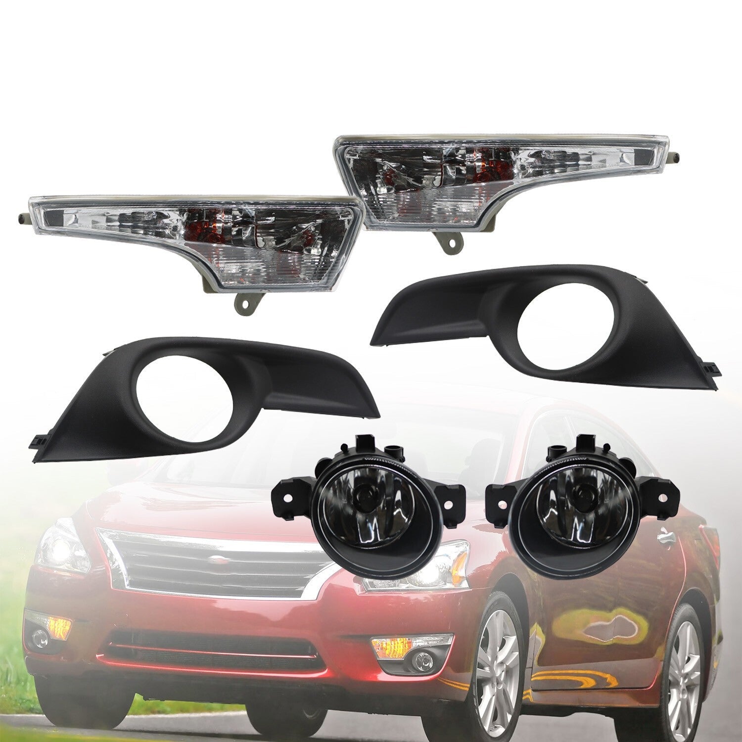 2013-2015 Nissan Altima Fog Light & Turn Signal Lamp LH+RH Set