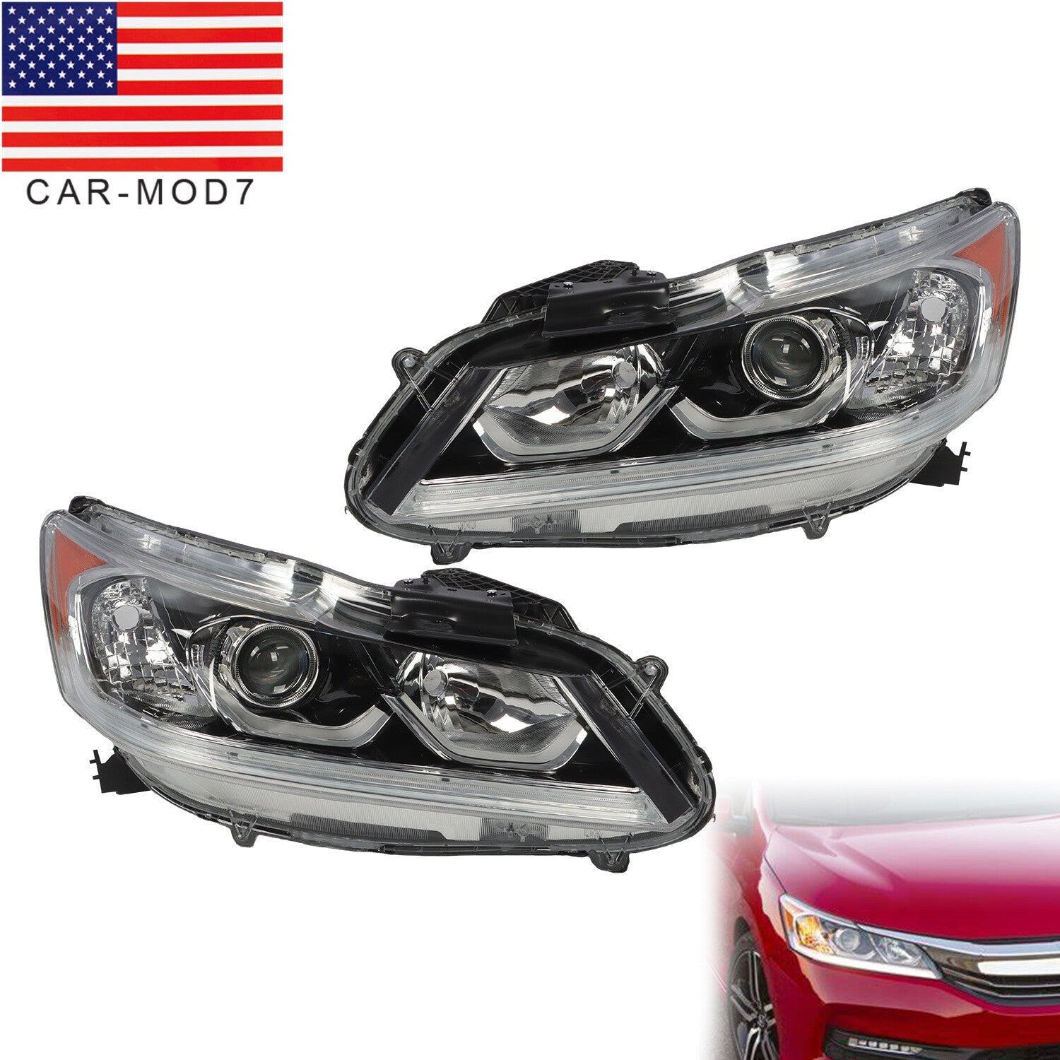 2016-2017 Honda Accord Sedan LED DRL Headlight Left & Right Side Set