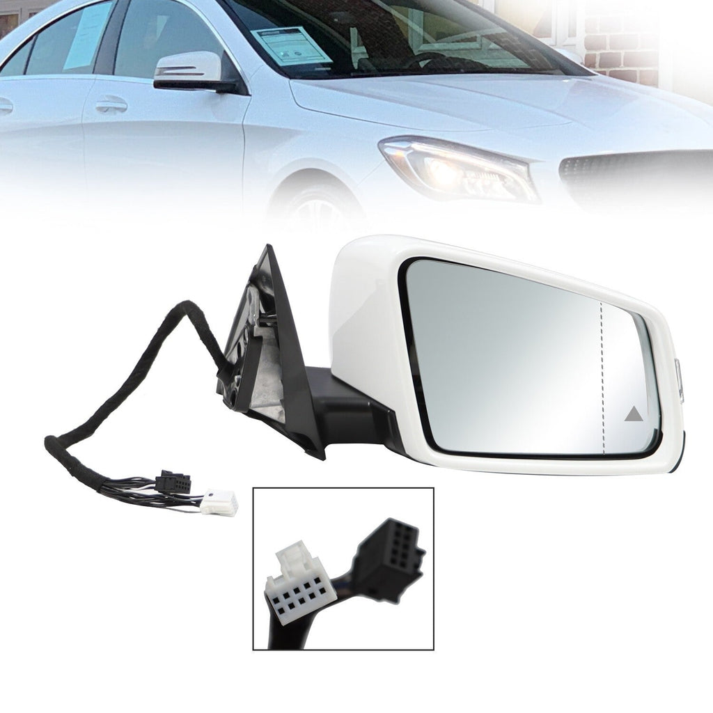 2014-2018 Mercedes CLA250 White Heated Passenger Mirror w/ Blind Spot Sensor