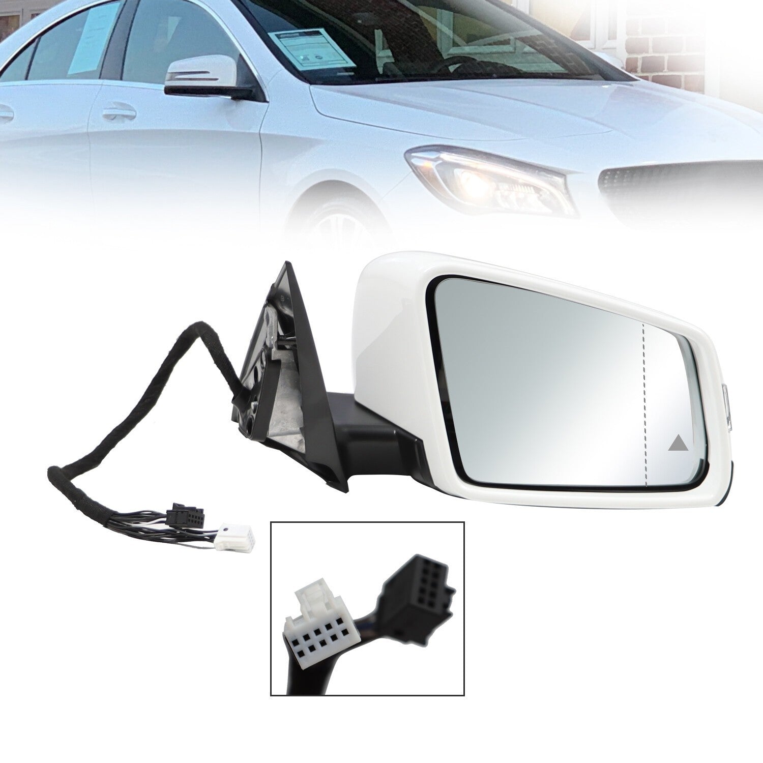 2014-2018 Mercedes CLA250 White Heated Passenger Mirror w/ Blind Spot Sensor