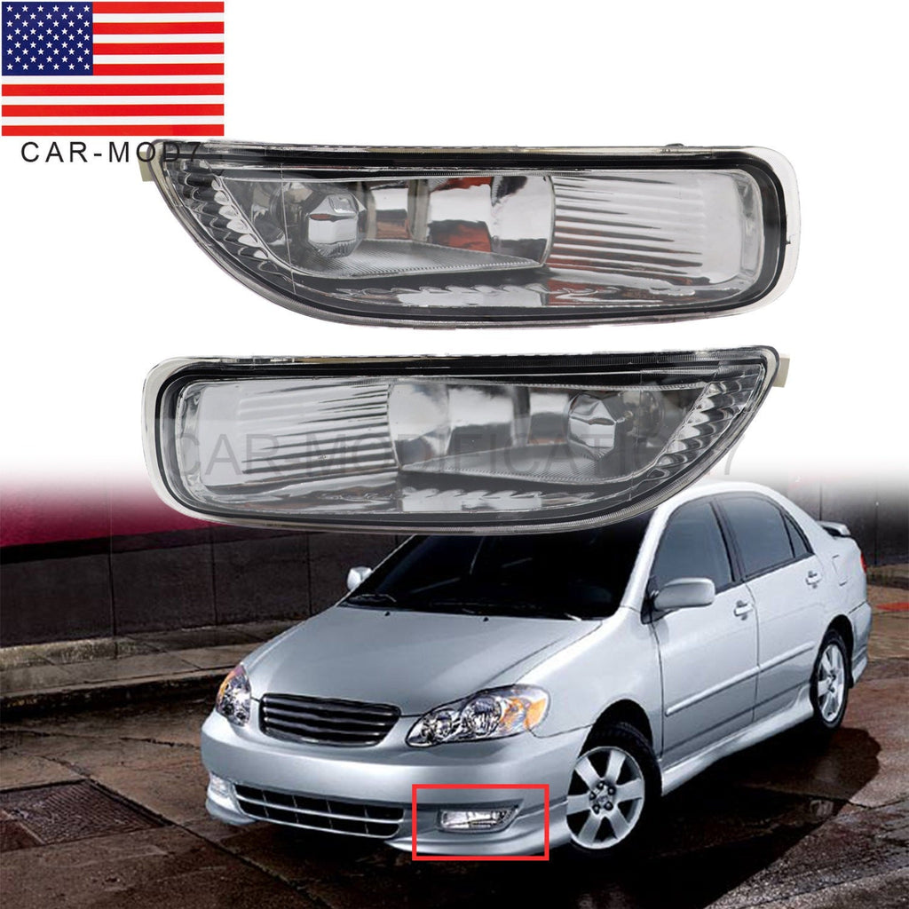 2003-04 Toyota Corolla Fog Lights Clear Lens Bumper Driving Lamps Pair