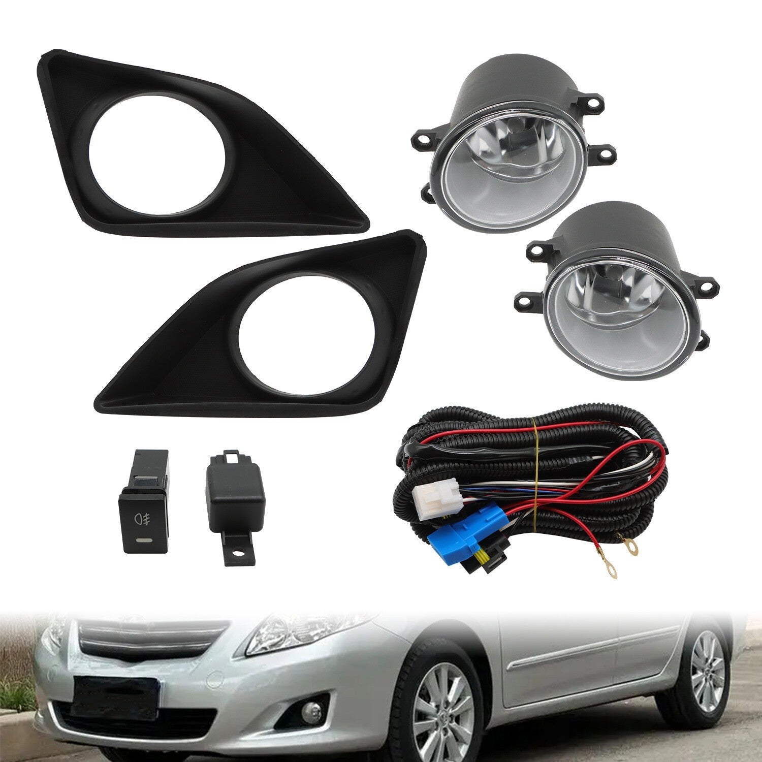 2009-2010 Toyota Corolla Clear Bumper Fog Lights Pair with Switch