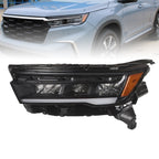 2023-2025 Honda Pilot Left Driver Black Clear LED Headlight Assembly