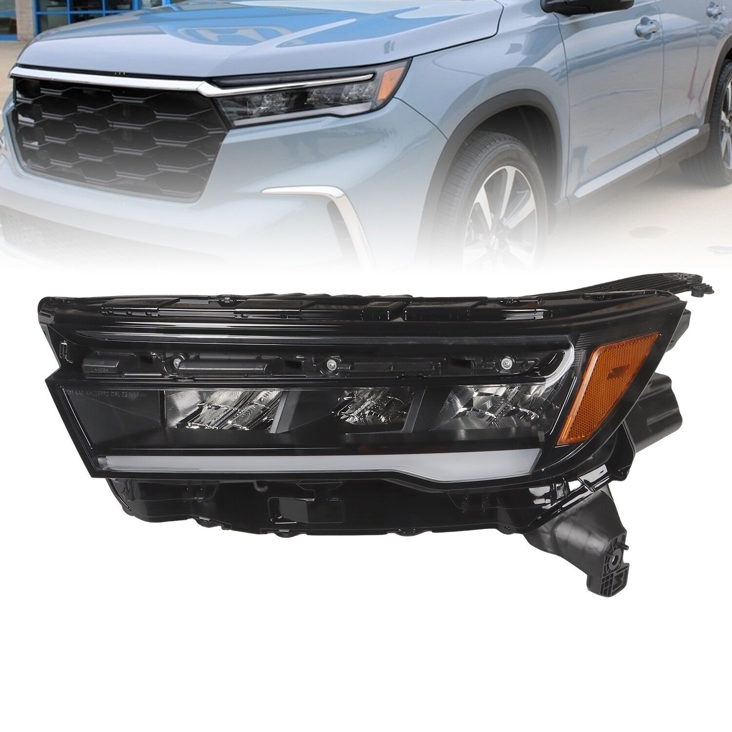 2023-2025 Honda Pilot Left Driver Black Clear LED Headlight Assembly