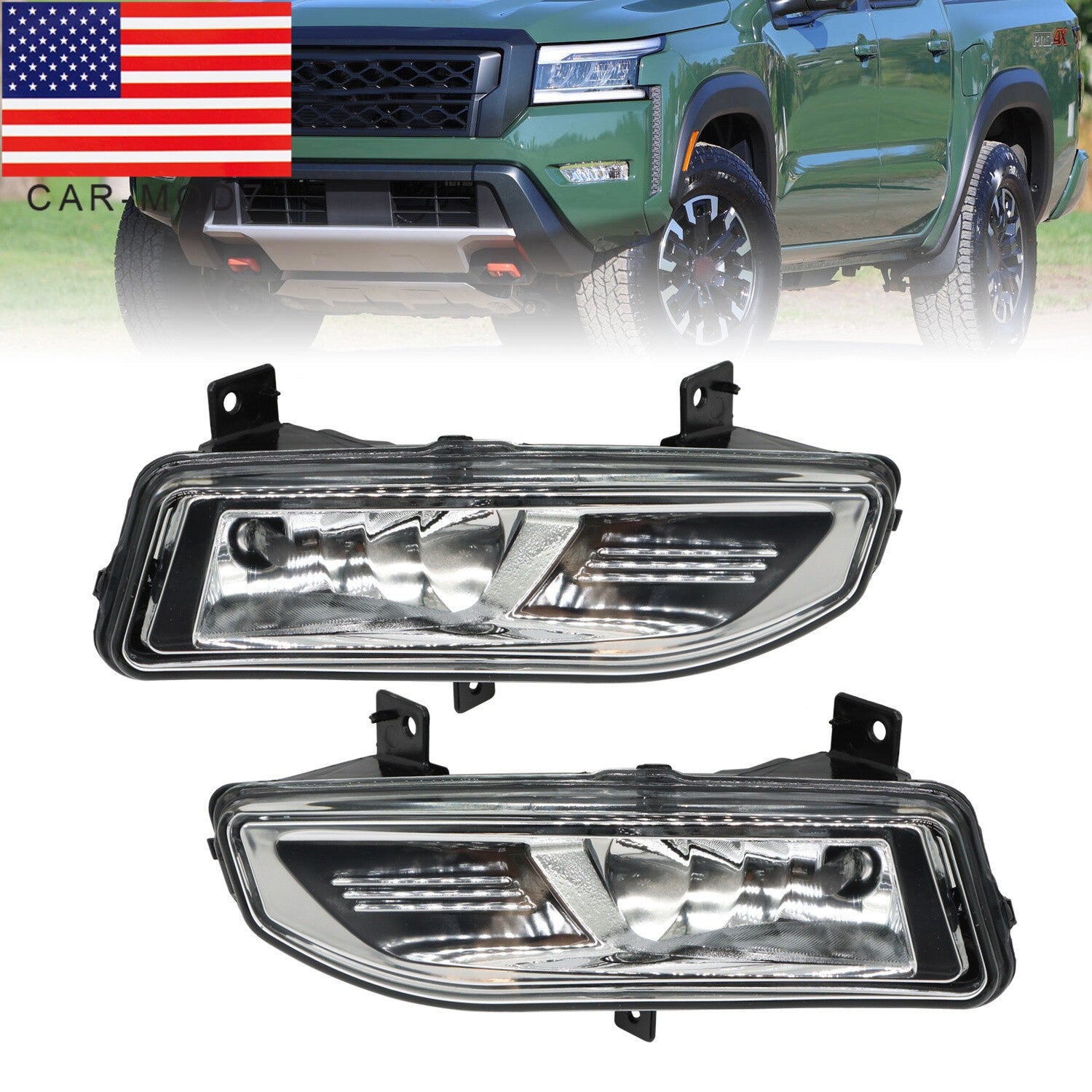 2022-2024 Nissan Frontier Front Clear Fog Light Bumper Lamps Without Wiring