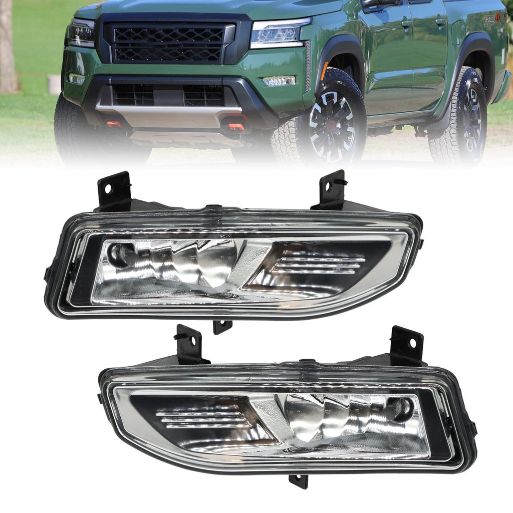 2022-2024 Nissan Frontier Front Clear Fog Light Bumper Lamps Without Wiring