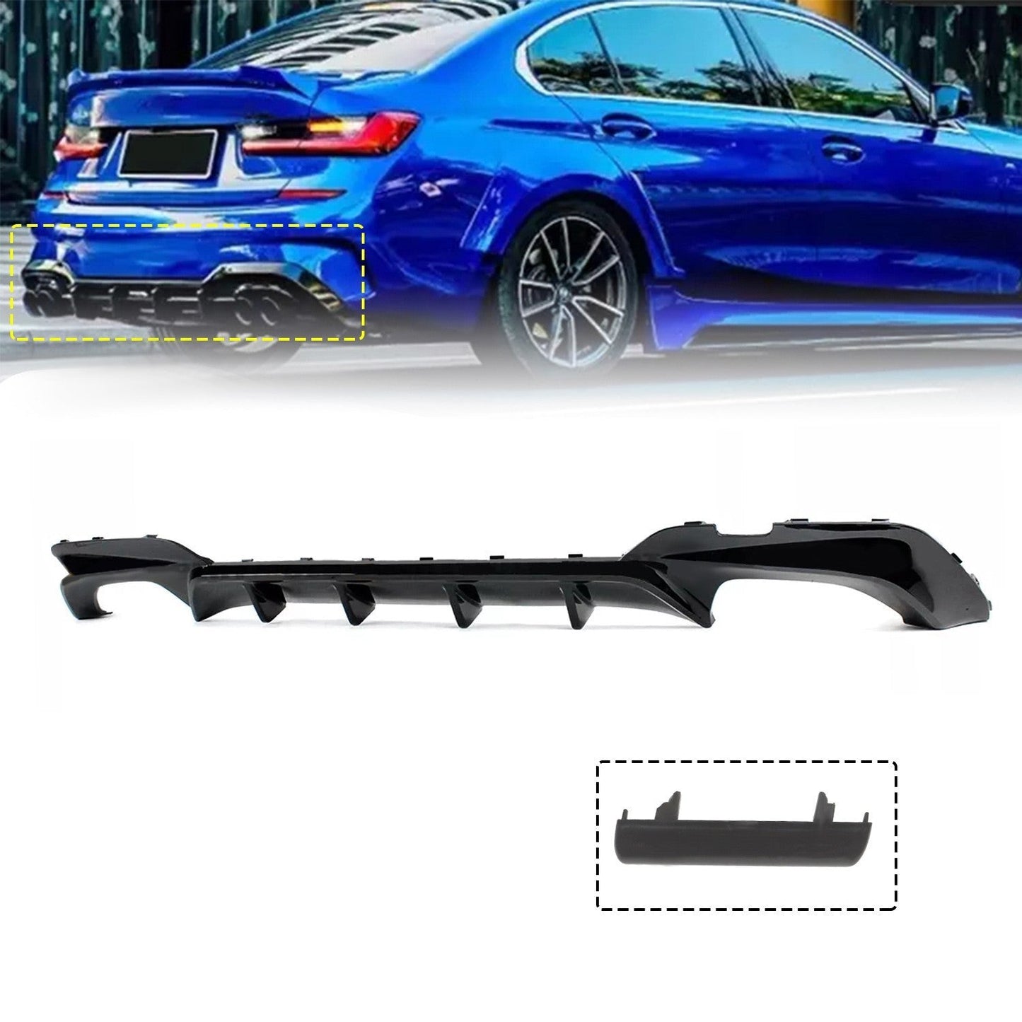 BMW G20 320i 330i M Sport 2019-2022 Yofer Gloss Black Rear Bumper Diffuser