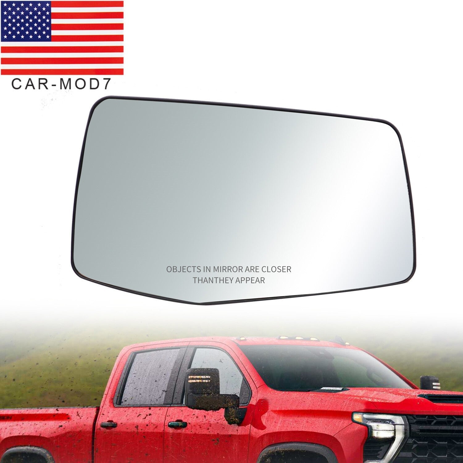 Heated Passenger Side Mirror Glass for 2019-2024 Sierra Silverado 1500-3500