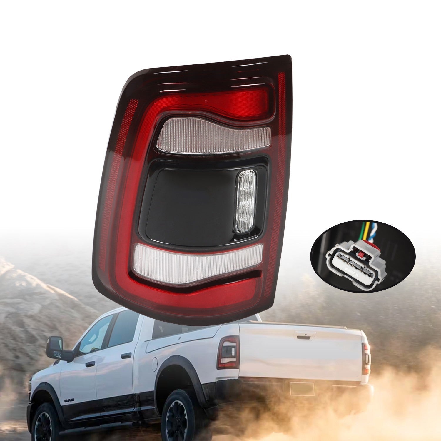 2019-2023 Dodge Ram 2500 3500 Driver Side Black LED Tail Light w/ Blind Spot