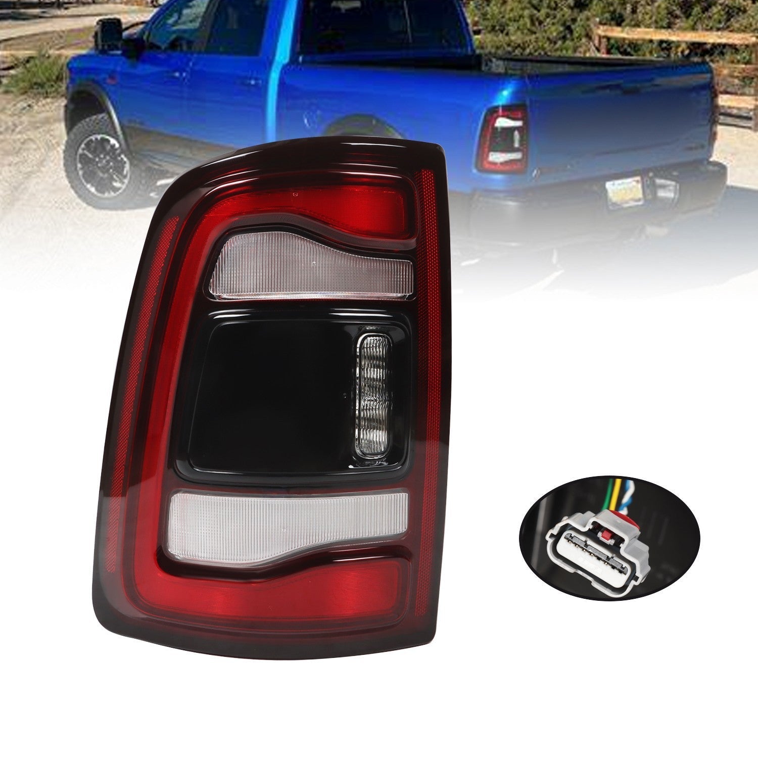 2019-2023 Dodge Ram 2500 3500 Driver Side Black LED Tail Light w/ Blind Spot