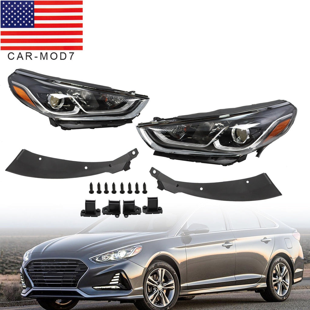 2018-2019 Hyundai Sonata Halogen Headlight Assembly Pair Left & Right with Bulbs