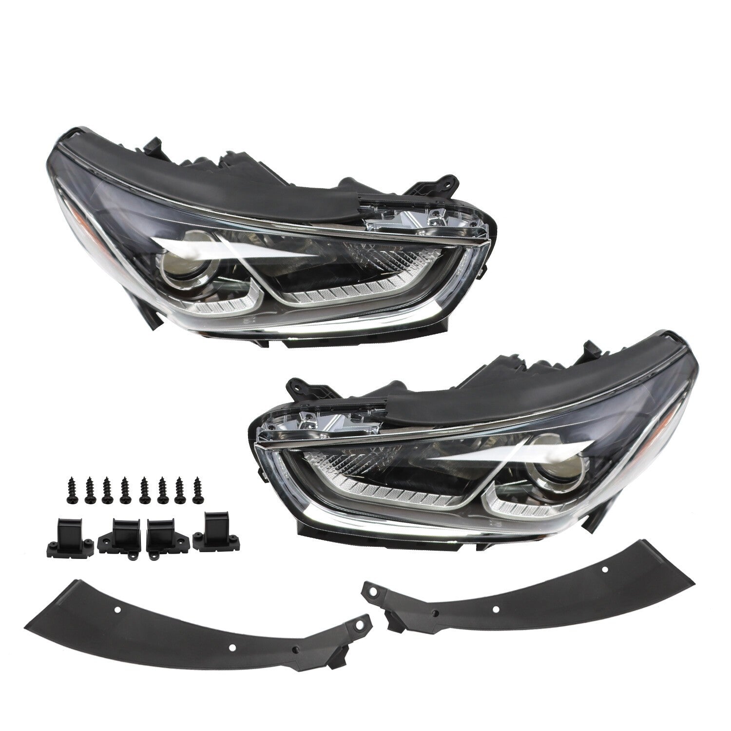 2018-2019 Hyundai Sonata Halogen Headlight Assembly Pair Left & Right with Bulbs