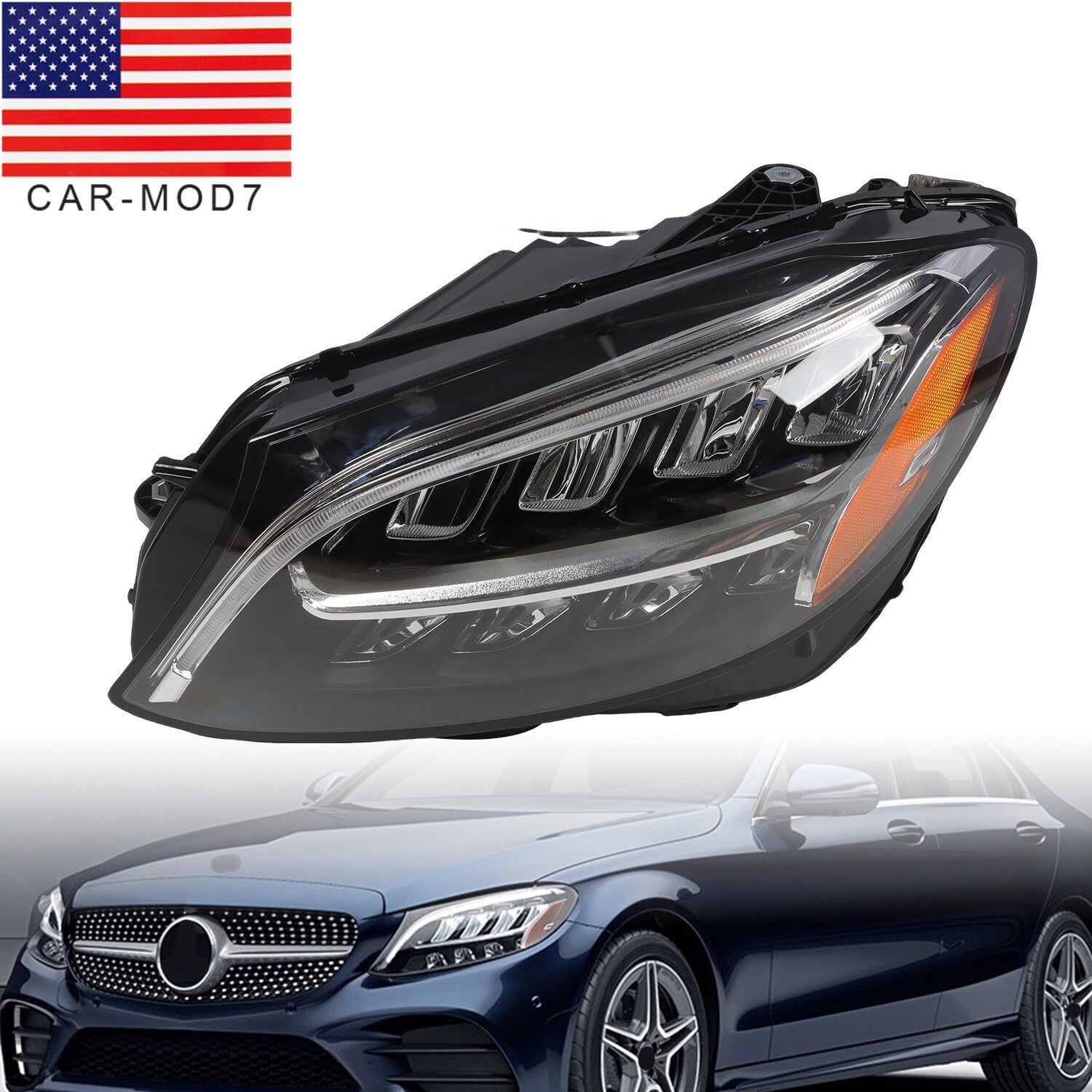 2019-2021 Mercedes-Benz C300 C43 W205 Left LED Headlight Driver Side LH