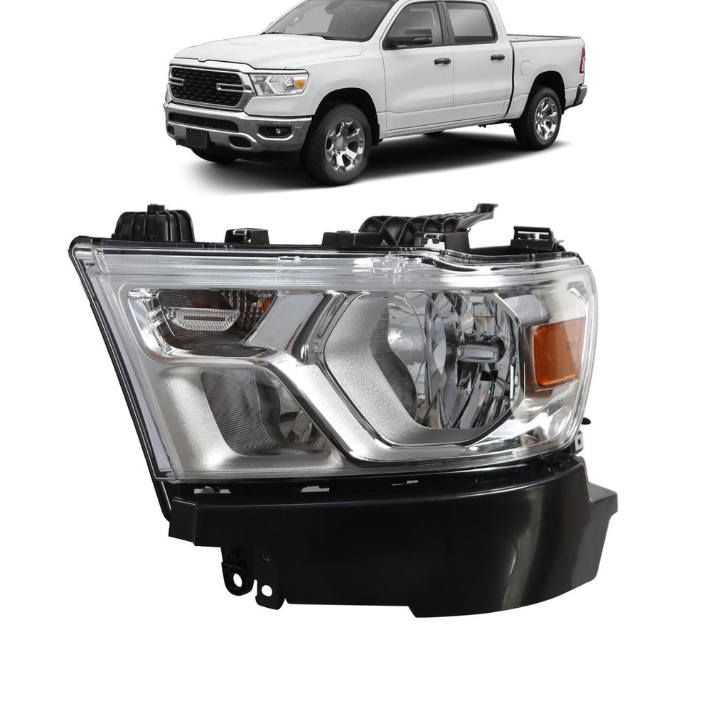 2019-2023 Dodge RAM 1500 Left Driver Chrome Halogen Headlight Headlamp
