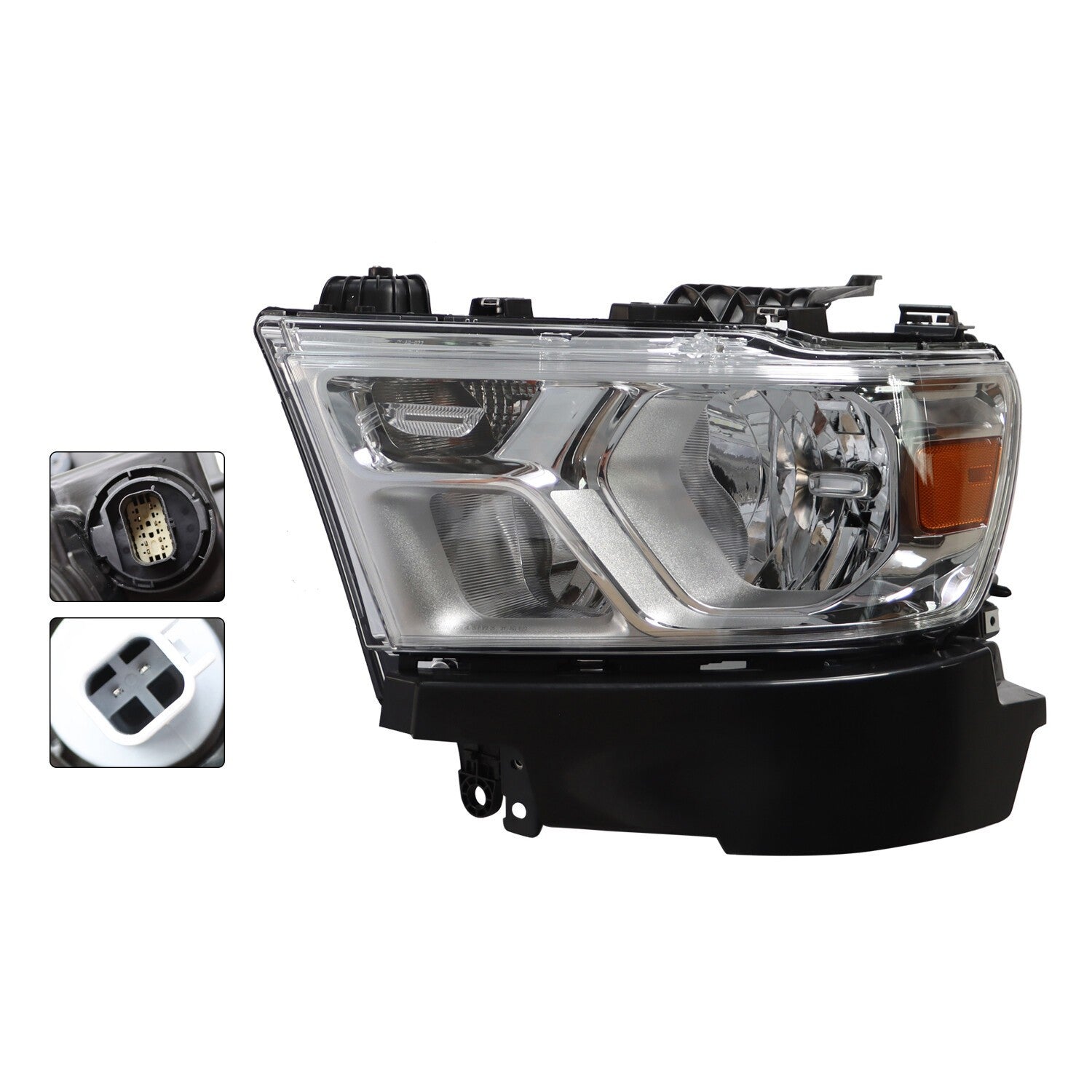 2019-2023 Dodge RAM 1500 Left Driver Chrome Halogen Headlight Headlamp
