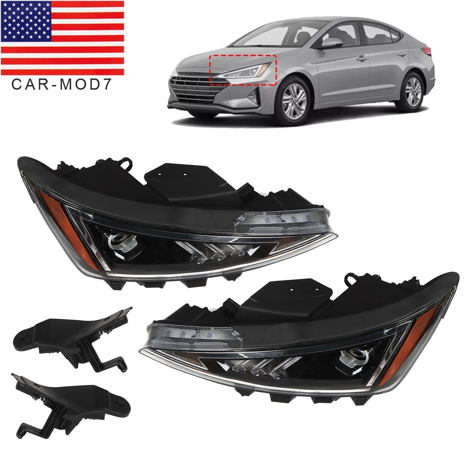 2019-2020 Hyundai Elantra Halogen Headlight Pair Left & Right RH+LH