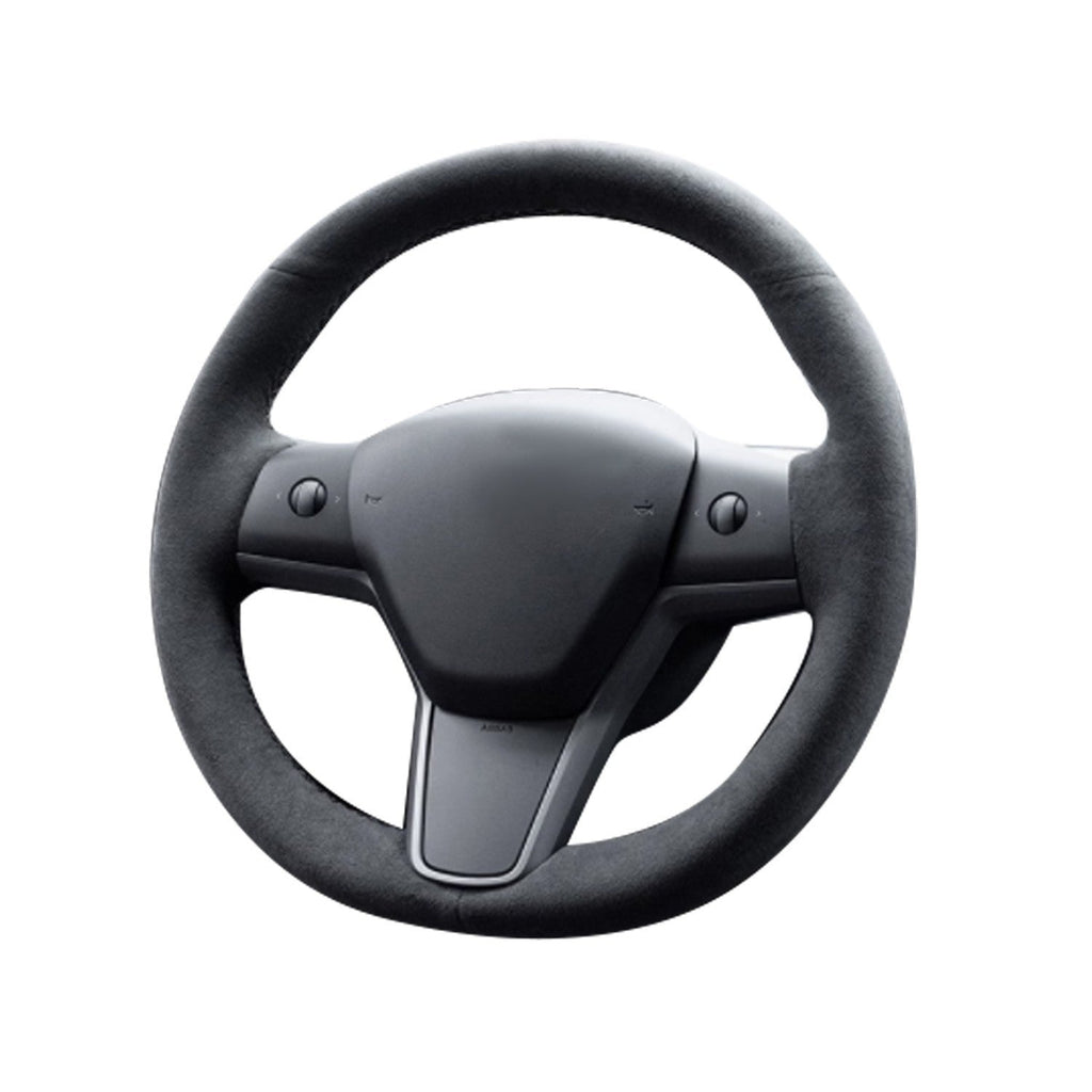 Tesla Model 3 Steering Wheel Cover Wrap Alcantara Suede Carbon Leather