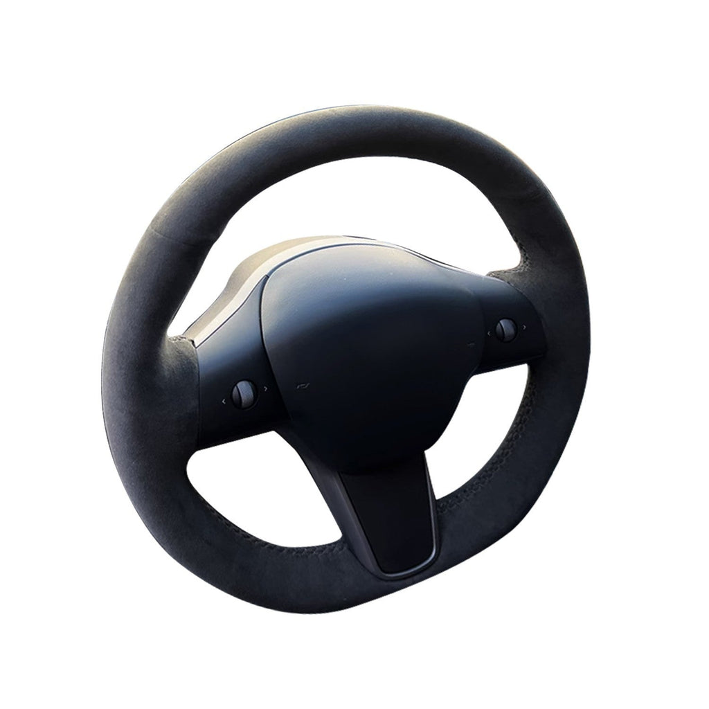 Tesla Model 3 Steering Wheel Cover Wrap Alcantara Suede Carbon Leather